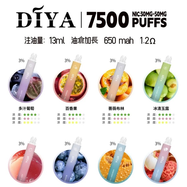 DIYA7500口 DIYA叮啞拋棄式電子煙 性價(jià)比高 有不涼款 電子菸線上購(gòu)買
